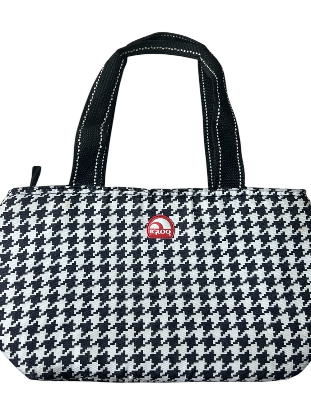 Igloo Houndstooth Insulated Soft Cooler Lunch Tote Bag Canvas Reusable Black